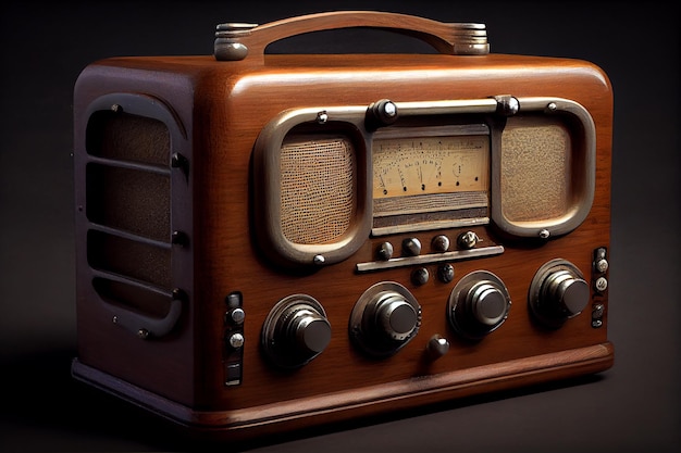 Old fashioned wood radio antique technology generative AI