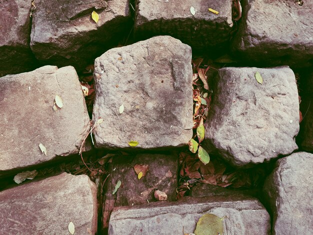 Old Grey Stone Rock Wall