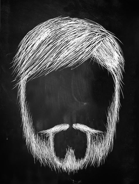 Free photo old man with beard sketch on blackboard