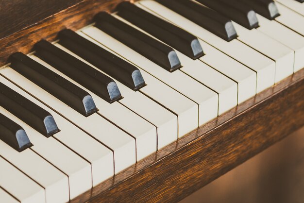 Old vintage piano keys