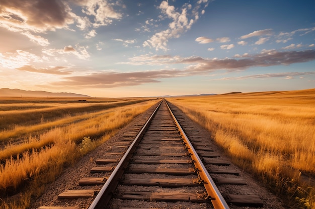 Free Photo old western train tracks