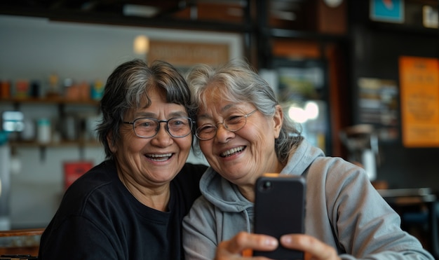 Old woman celebrating world photography day