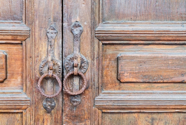 Old wooden brown house door