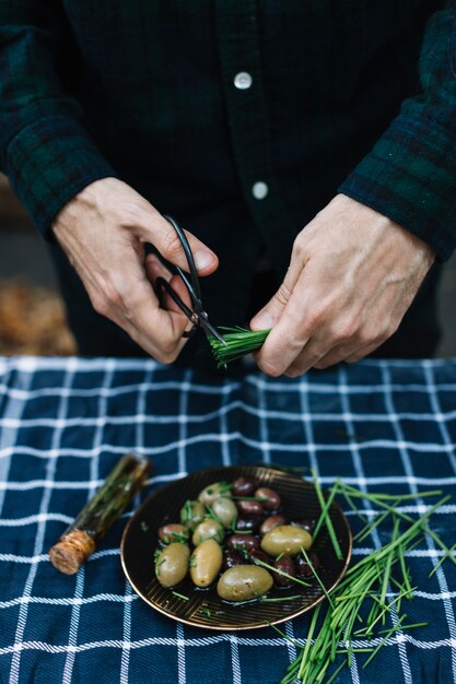 Free photo olives and chive