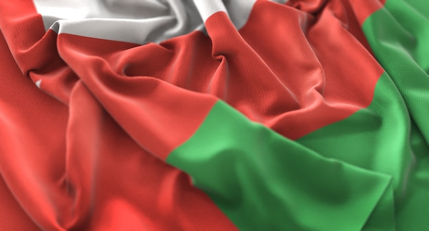 Free Photo oman flag ruffled beautifully waving macro close-up shot