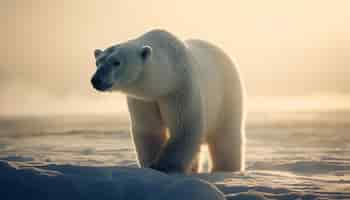 Free photo one cute mammal walking on frozen ice generative ai