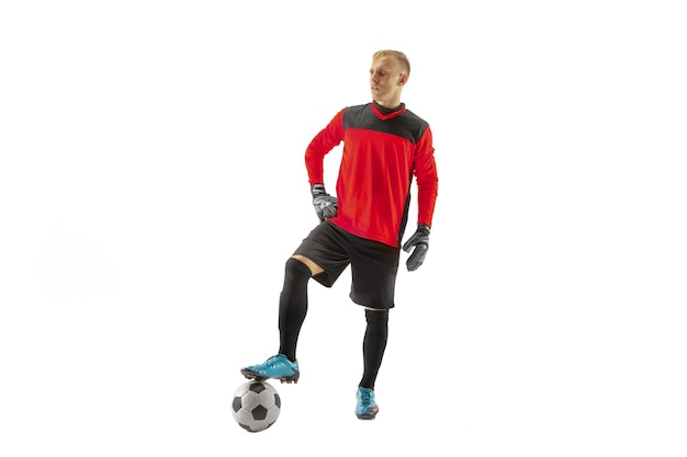 One male soccer player goalkeeper