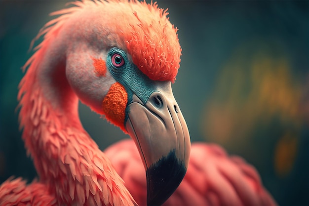 Free photo one pink flamingo bird closeup