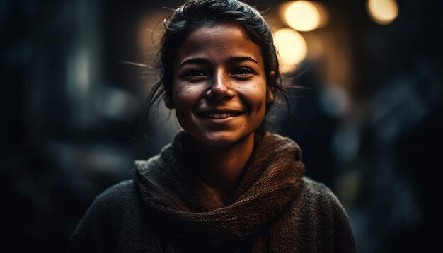 One young woman smiling with confidence indoors generated by AI