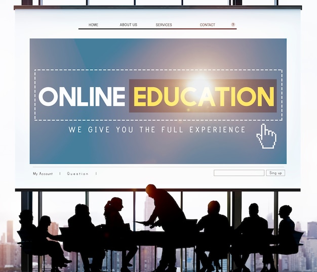 Free photo online education studying e-learning technology concept