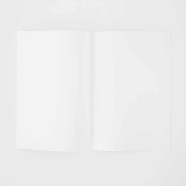 Free Photo an open blank white page on white background