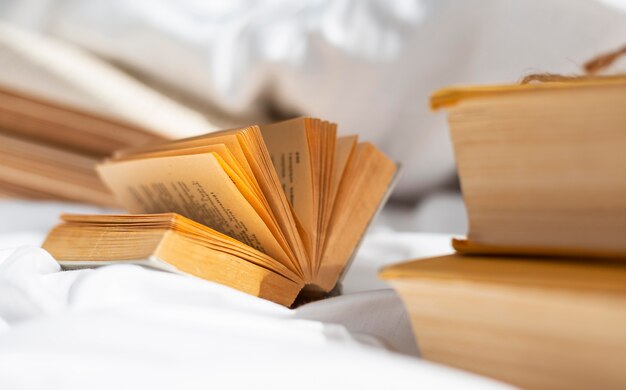 Open book on bedsheet