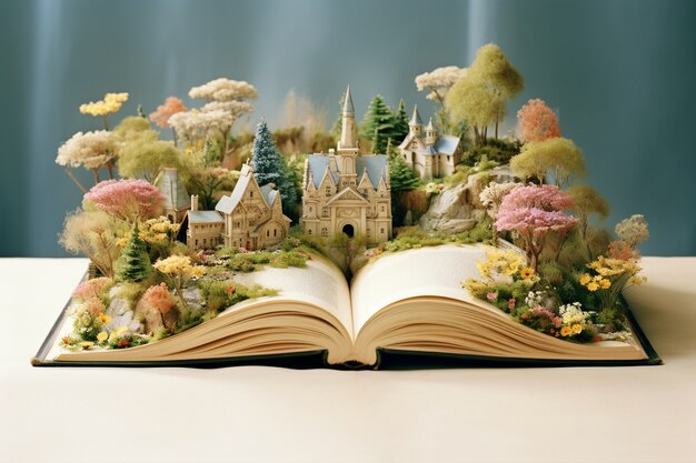 Open book concept for fairy tale and fiction storytelling