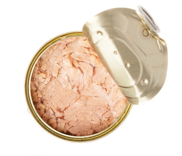 Free photo open tuna can seen from above