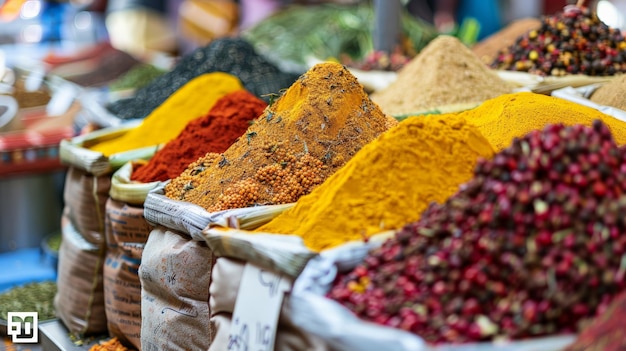 Free Photo openair market with traders selling spices and herbs aromatic and colorful