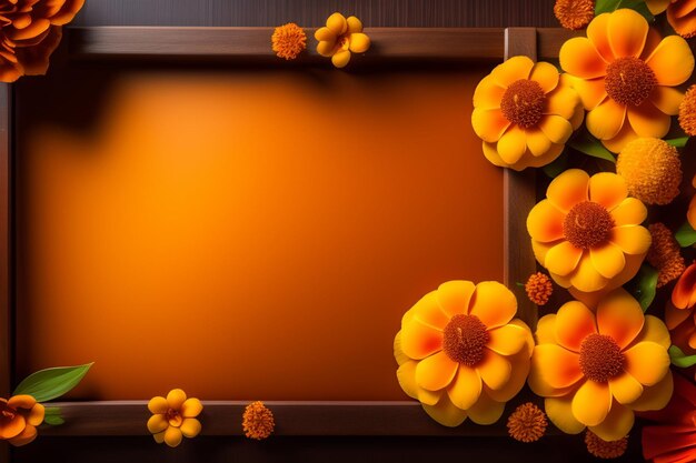 Orange frame with flowers on the top