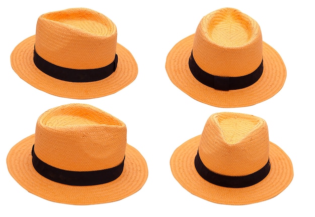 Free photo orange hat on white background isolated. summer fashion accessory