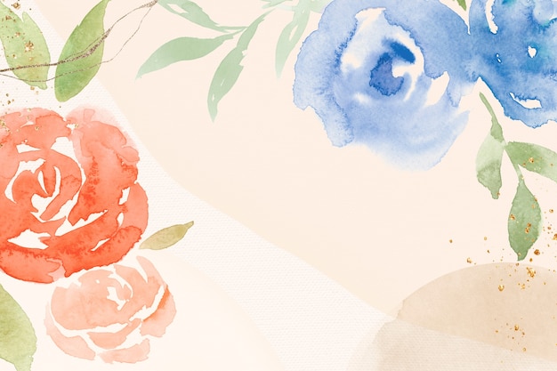 Free Photo orange rose frame background spring watercolor illustration