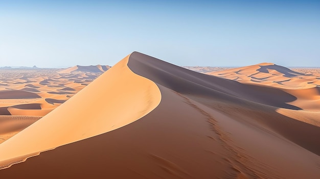 Free Photo orange sand dune desert with clear blue sky ai generated image