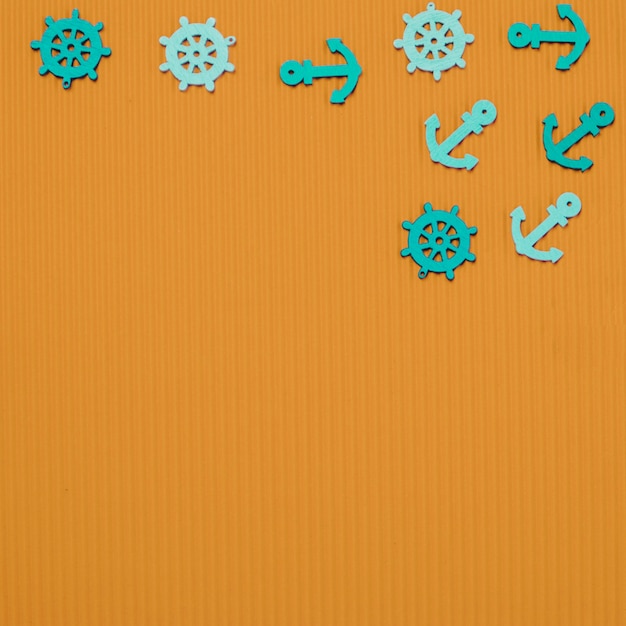 Free Photo orange surface with decorative summer elements