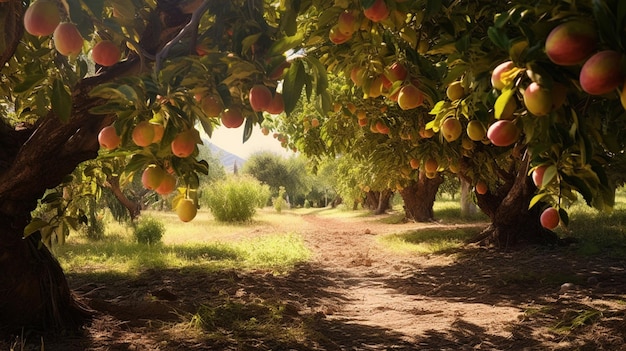 An orchard full of fruit trees Agricultural landscape