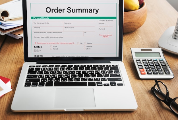 Order Summary Payslip Purchase Order Form Concept