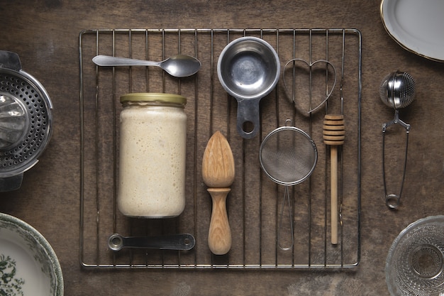 Free photo ordered composition of baking tools flat lay