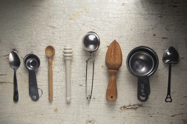 Free photo ordered composition of baking tools flat lay