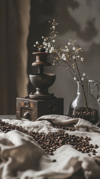 Free photo organic coffee beans  still life