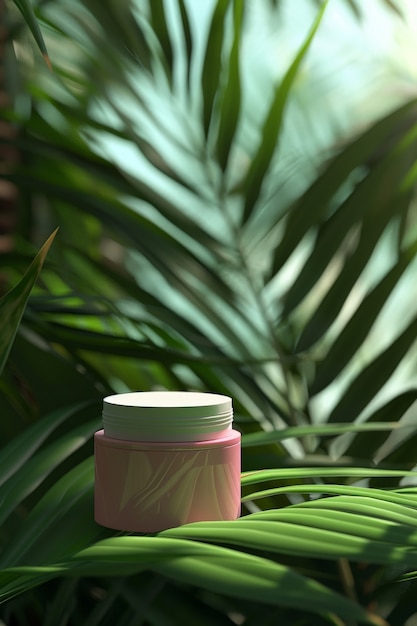 Organic cosmetic product with dreamy aesthetic and fresh background