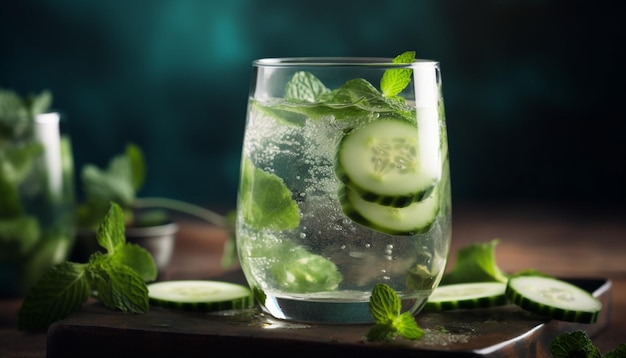 Organic mojito with cucumber lime and mint generated by AI