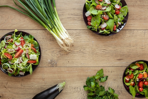 Organic salad on table