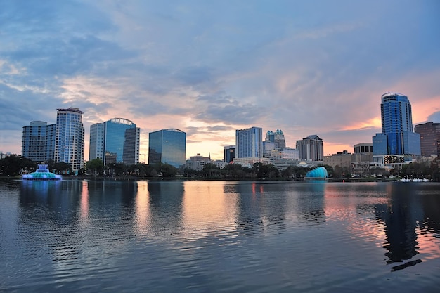 Orlando sunset over Lake Eola