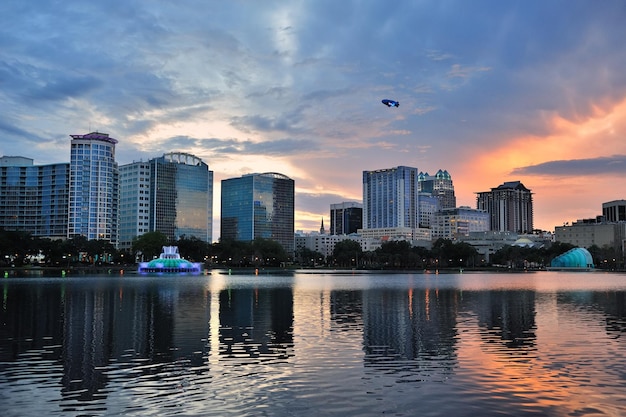 Orlando sunset over Lake Eola