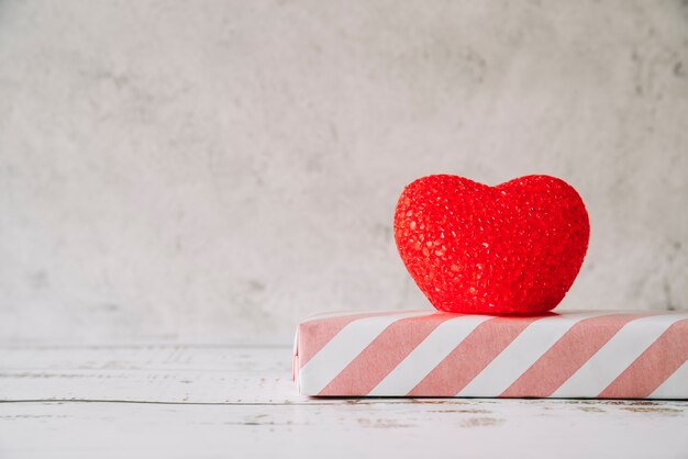 Ornament heart near gift box