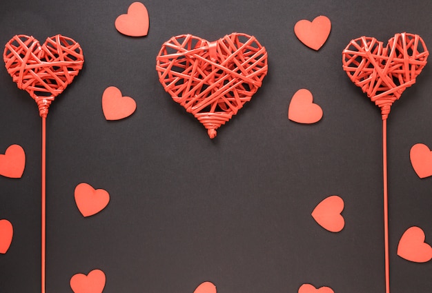 Free photo ornament red hearts on wands