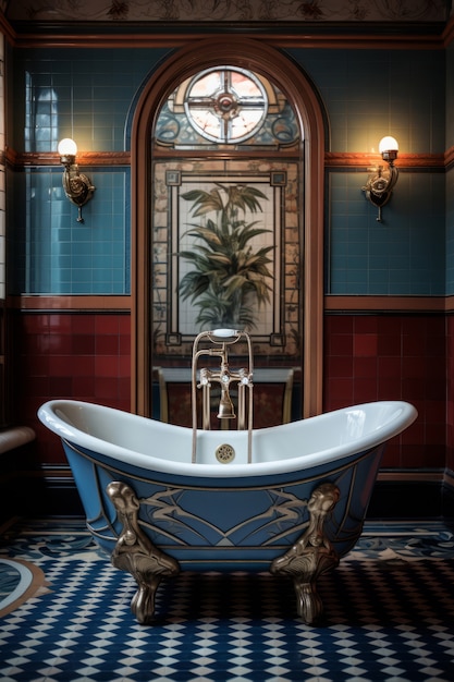 Ornate bathtub in art nouveau style