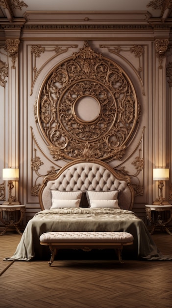 Free photo ornate bed in art nouveau style