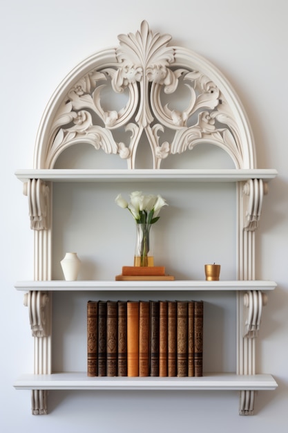 Free photo ornate book shelf in art nouveau style