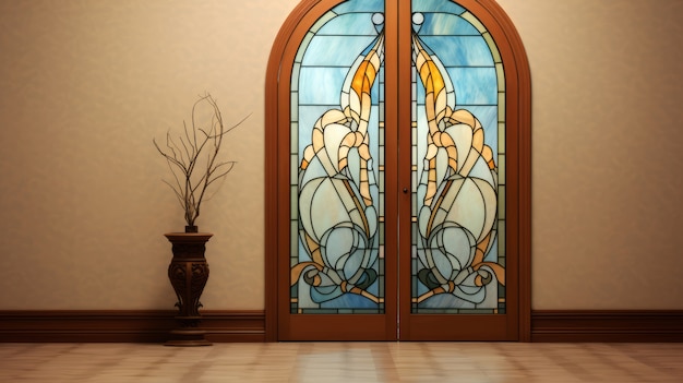 Free Photo ornate door in art nouveau style