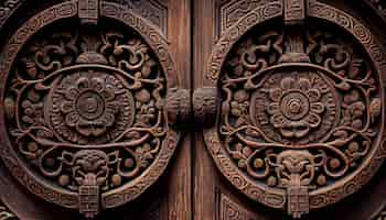 Free photo ornate doorway with ancient wood and metal accents generated by ai