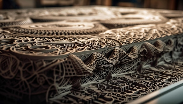 Free Photo ornate embroidery on antique silk rug design generated by ai