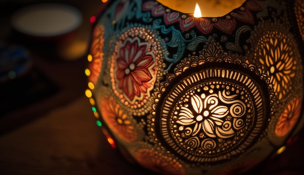 Free Photo ornate lantern glows in vibrant christmas celebration generated by ai