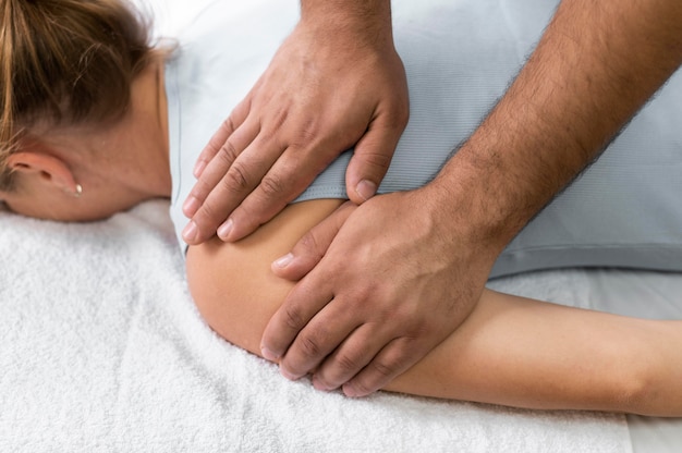 Osteopathy patoient getting tretment massage