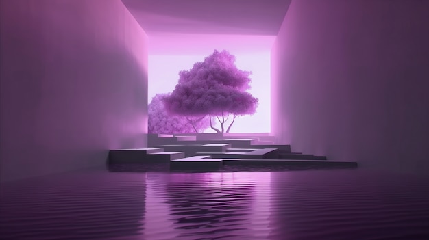 Free photo otherworldly and mystical landscape wallpaper in purple tones