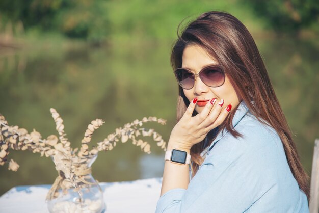 Outdoor portrait asian woman 