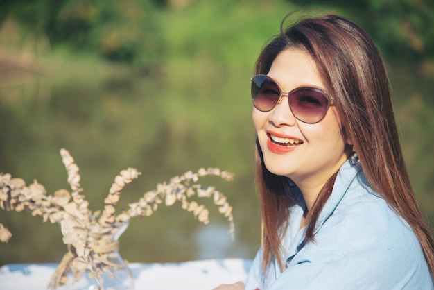 Outdoor portrait asian woman 