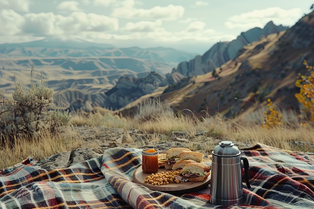 Outdoors picnic scenery in summertime