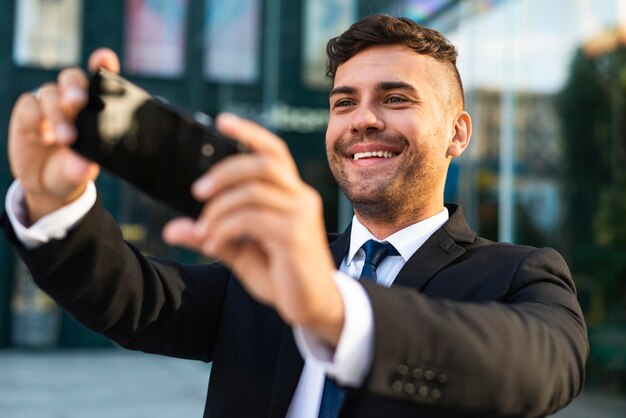 Outdoors successful business person