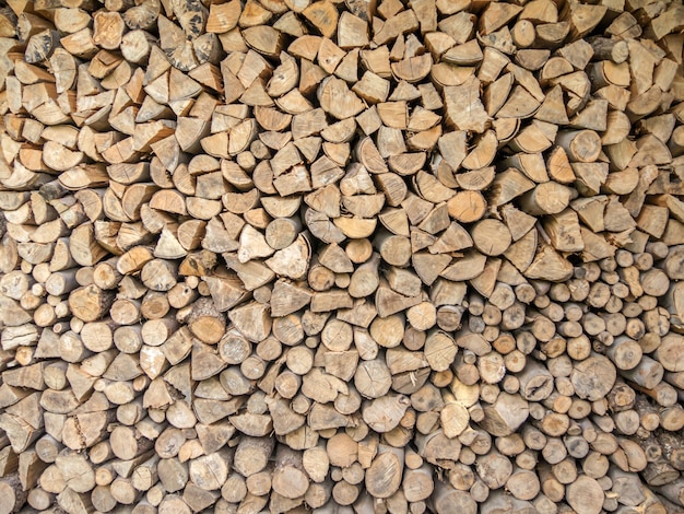 Free photo overhead shot of small pieces of cut wood stacked next to each other